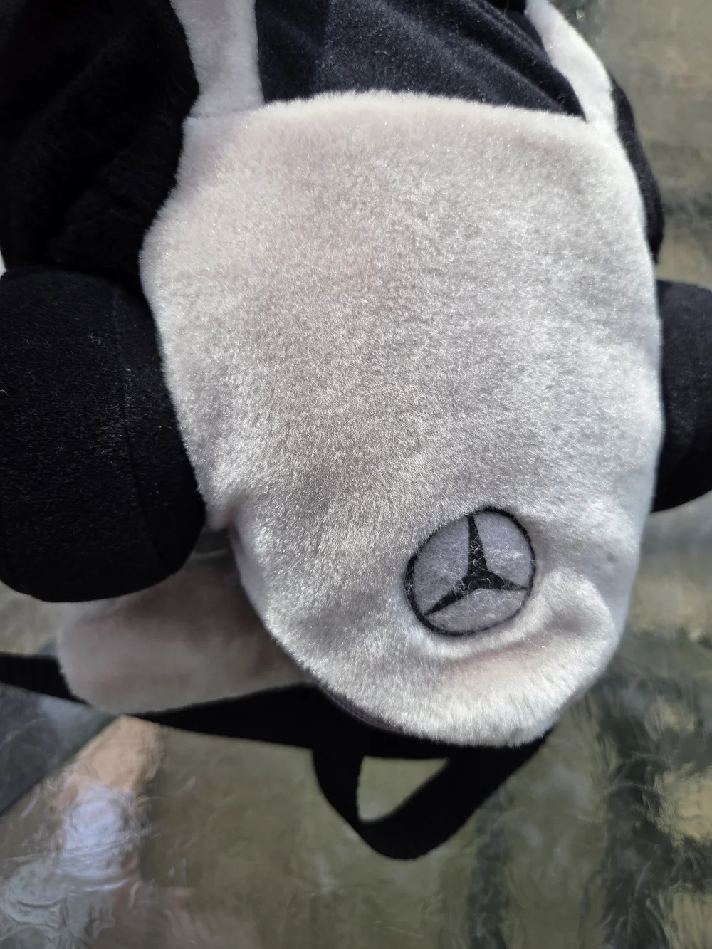 Mercedes-Benz Plush Race Car Backpack Kids Stuffed Toy Bag Black White Red 15”
